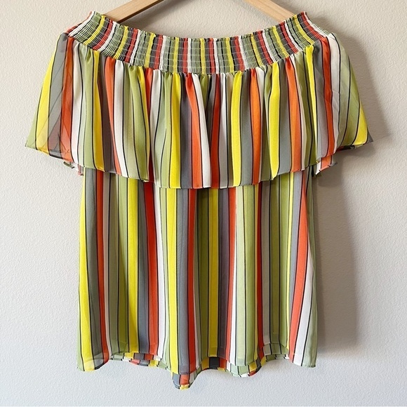 CAbi #5389 Maravilla Carnival Striped Off-the-Shoulder Top Colorful Size Medium - Picture 10 of 14